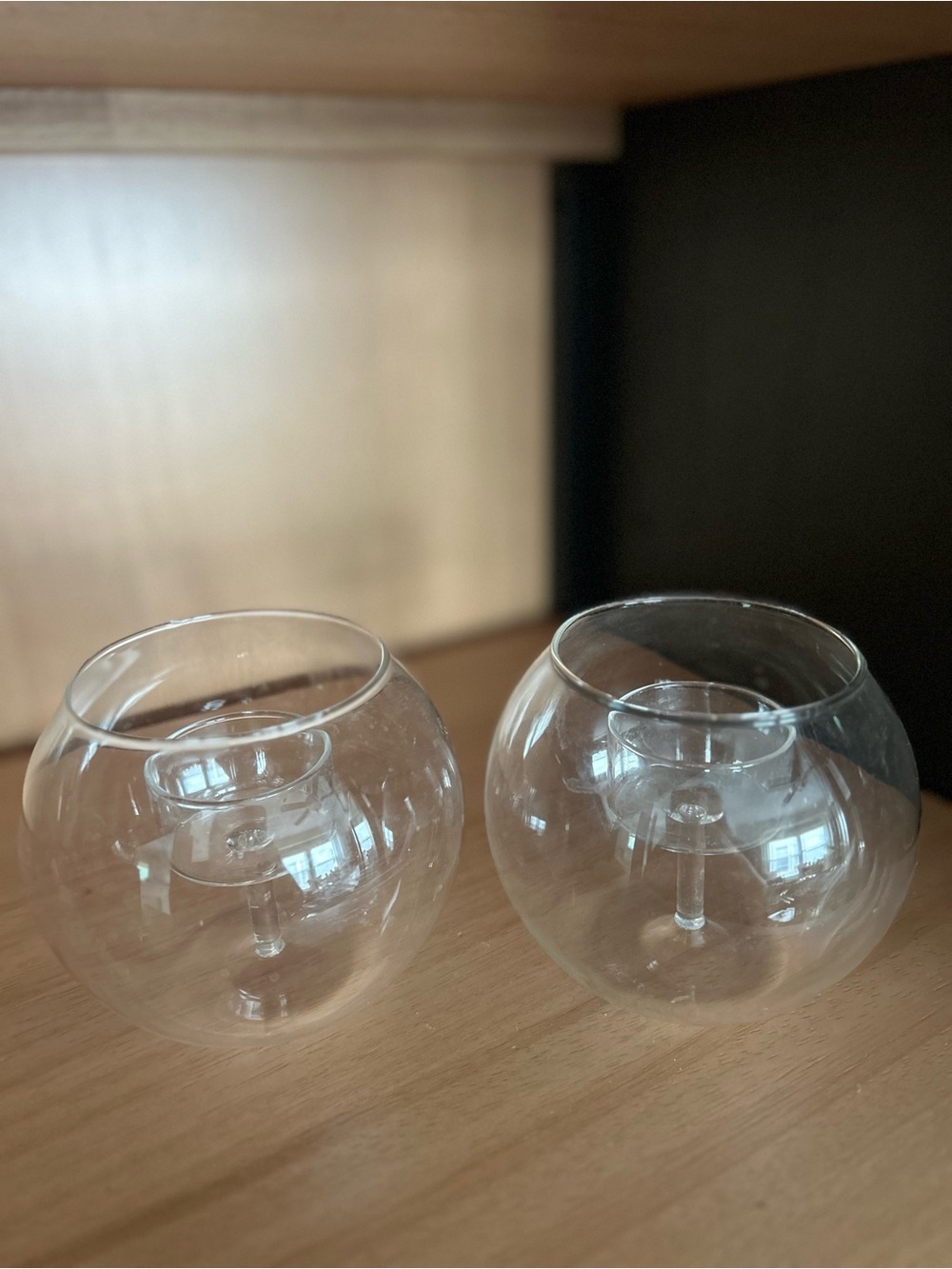 Z Gallerie Clear Glass Globe Candle Holders – Pair